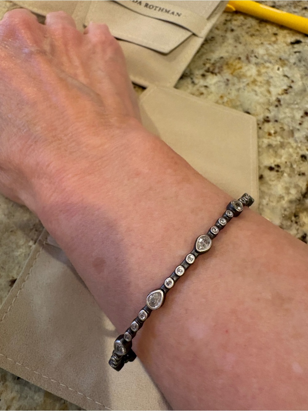 Bezel Crystal Link Bracelet - Silver-Tone